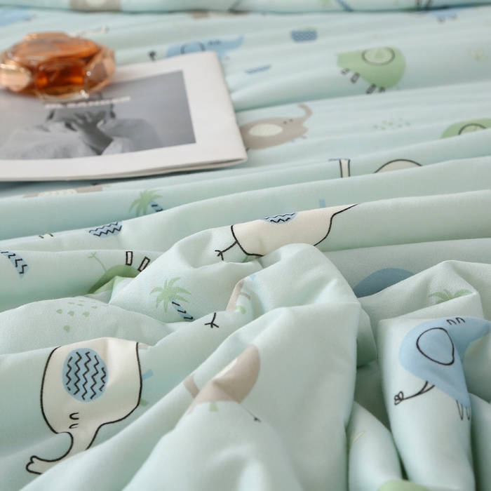 91家纺网 家纺一手货源 找家纺 薇玛仕 2026新款A类牛奶丝针织棉印花大豆夏凉被空调被儿童被 蓝小象