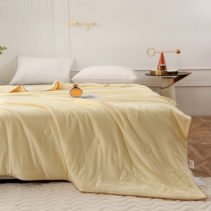 91家纺网 家纺一手货源 找家纺 薇玛仕 2026新款A类牛奶丝针织棉印花大豆夏凉被空调被儿童被 流心黄