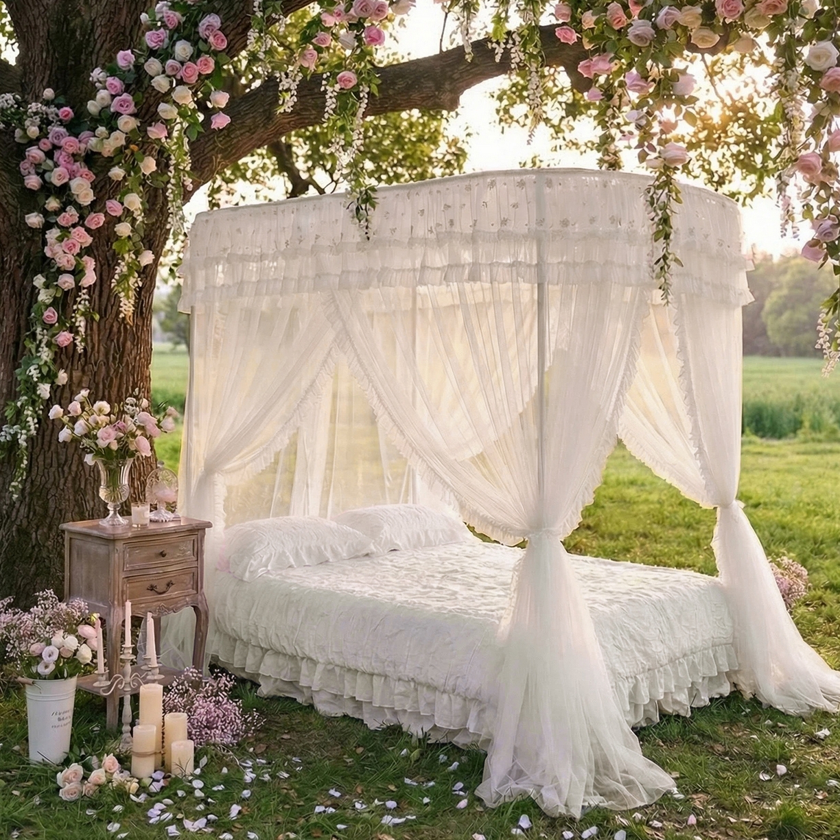 91家纺网 家纺一手货源 找家纺 （总）都市缘蚊帐 2026新款900绣花轨道支架宫廷蚊帐1.5m 1.8m