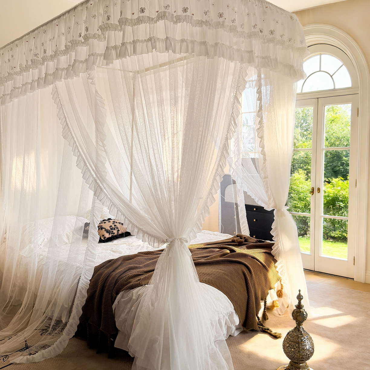 91家纺网 家纺一手货源 找家纺 （总）都市缘蚊帐 2026新款900绣花轨道支架宫廷蚊帐1.5m 1.8m