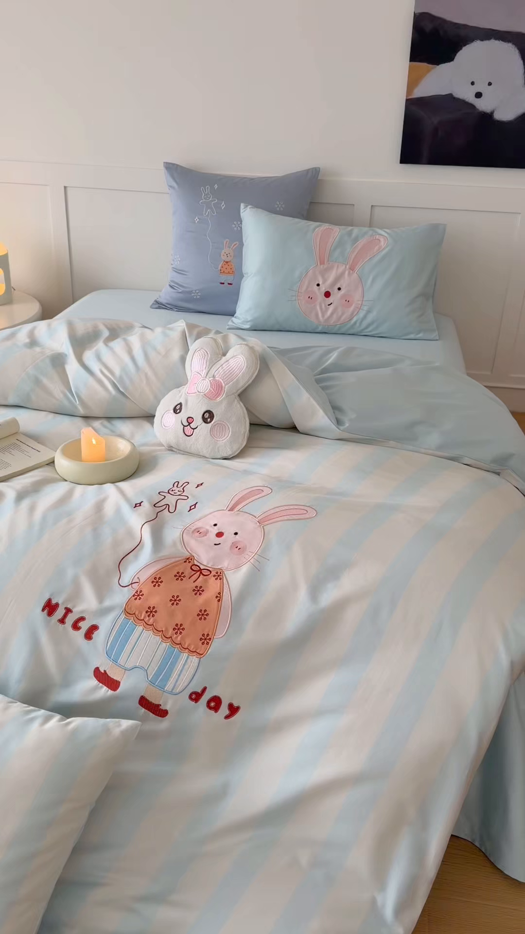 91家纺网 家纺一手货源 找家纺 （总）西西家居 2026春夏新款100S长绒棉纯棉数码印花绣花四件套-大耳兔