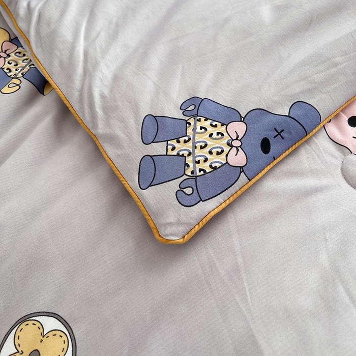 91家纺网 家纺一手货源 找家纺 薇玛仕 2026新款A类牛奶丝针织棉印花大豆夏凉被空调被儿童被 绅士熊