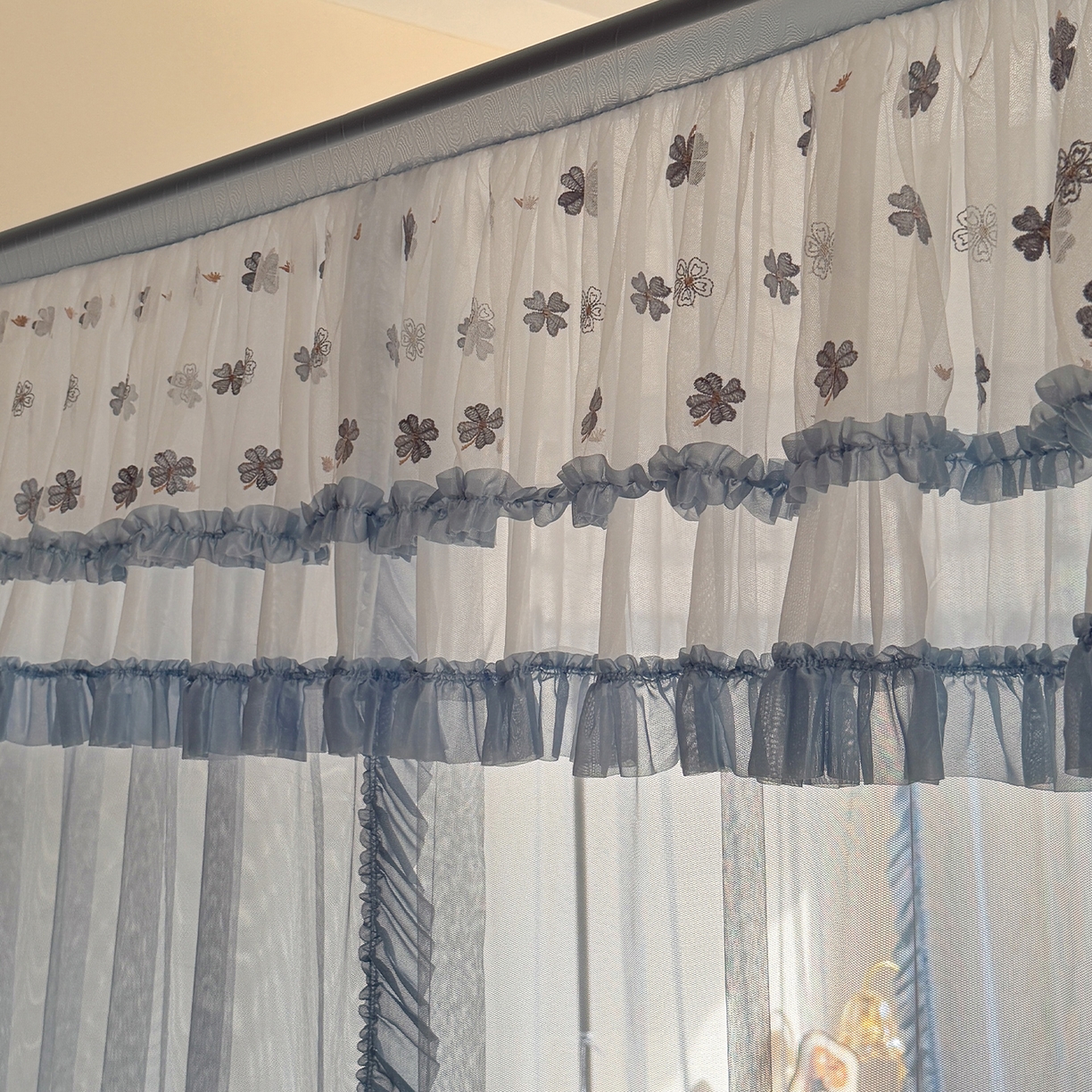 91家纺网 家纺一手货源 找家纺 都市缘蚊帐 2026年新款202四叶草绣花落地宫廷蚊帐1.5m 1.8m 202四叶草-兰灰