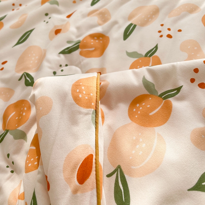 91家纺网 家纺一手货源 找家纺 薇玛仕 2026新款A类牛奶丝针织棉印花大豆夏凉被空调被儿童被 水蜜桃