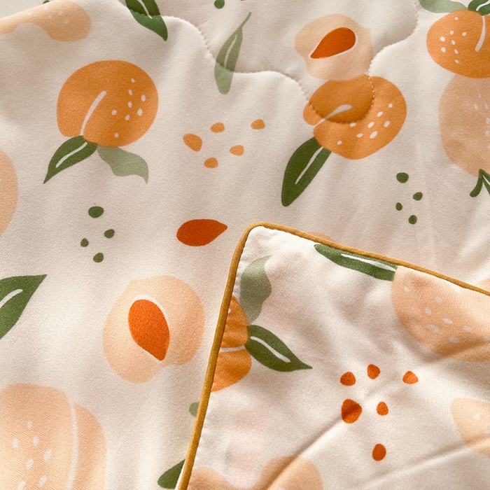 91家纺网 家纺一手货源 找家纺 薇玛仕 2026新款A类牛奶丝针织棉印花大豆夏凉被空调被儿童被 水蜜桃