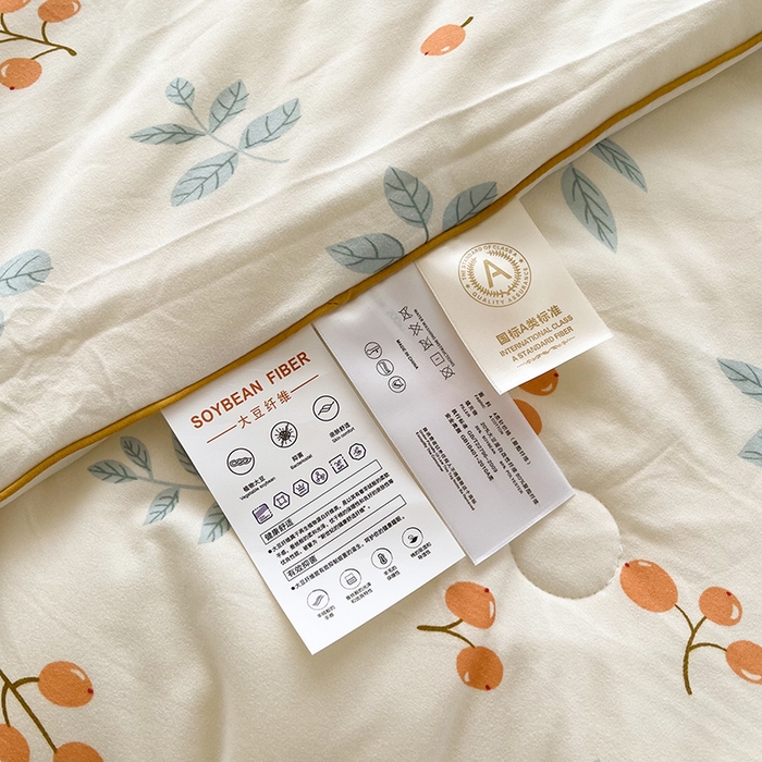 91家纺网 家纺一手货源 找家纺 薇玛仕 2026新款A类牛奶丝针织棉印花大豆夏凉被空调被儿童被 硕果