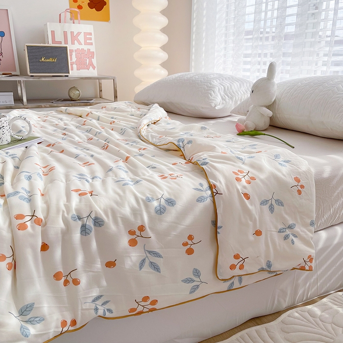 91家纺网 家纺一手货源 找家纺 薇玛仕 2026新款A类牛奶丝针织棉印花大豆夏凉被空调被儿童被 硕果