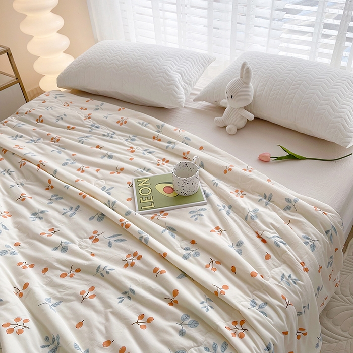 91家纺网 家纺一手货源 找家纺 薇玛仕 2026新款A类牛奶丝针织棉印花大豆夏凉被空调被儿童被 硕果