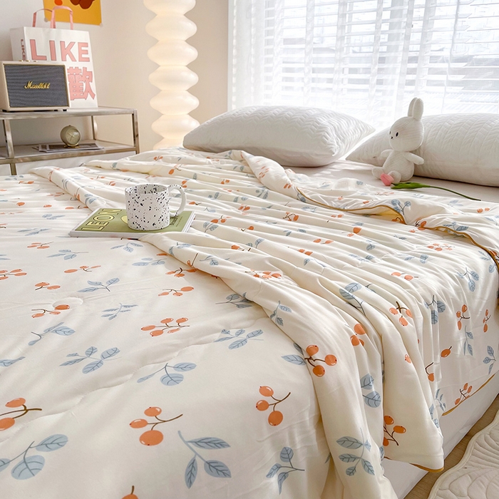 91家纺网 家纺一手货源 找家纺 薇玛仕 2026新款A类牛奶丝针织棉印花大豆夏凉被空调被儿童被 硕果