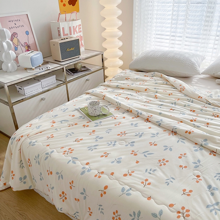 91家纺网 家纺一手货源 找家纺 薇玛仕 2026新款A类牛奶丝针织棉印花大豆夏凉被空调被儿童被 硕果