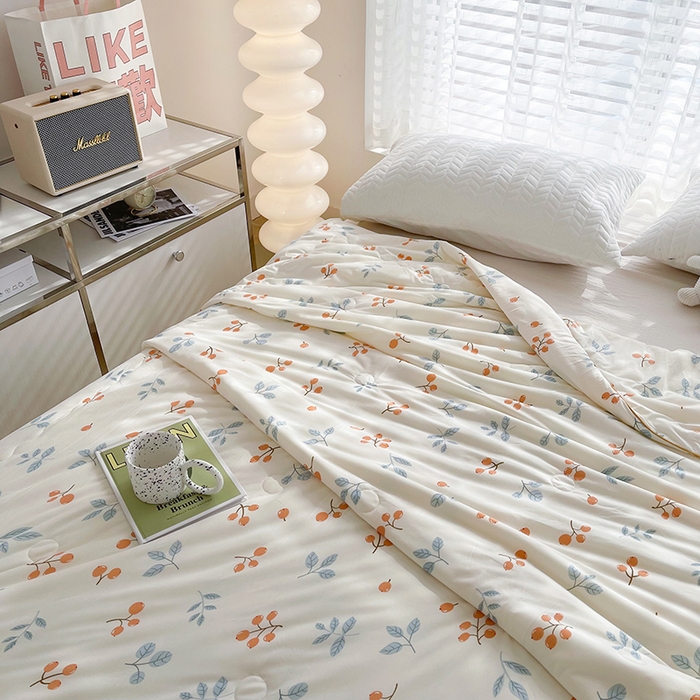 91家纺网 家纺一手货源 找家纺 薇玛仕 2026新款A类牛奶丝针织棉印花大豆夏凉被空调被儿童被 硕果