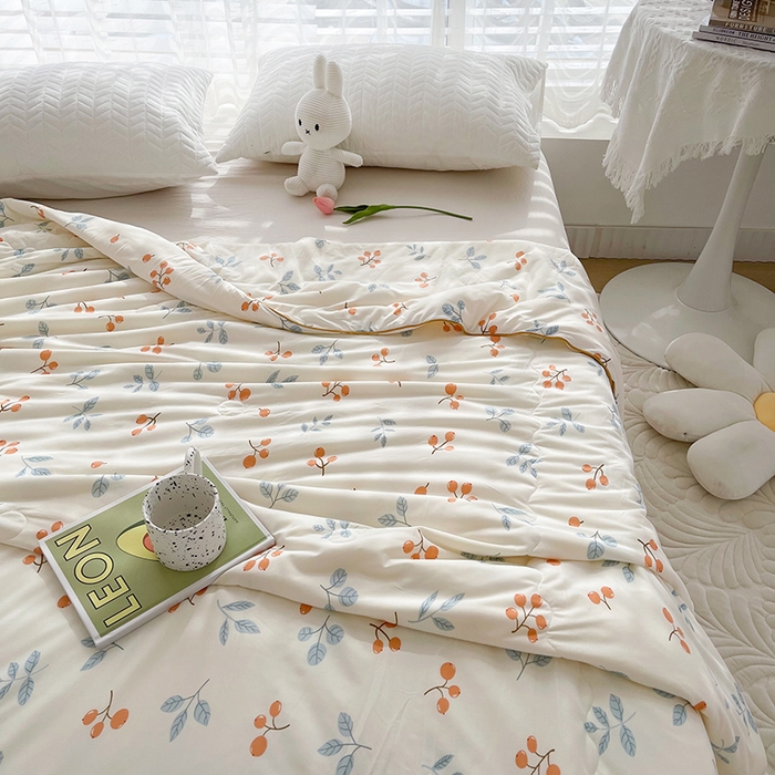 91家纺网 家纺一手货源 找家纺 薇玛仕 2026新款A类牛奶丝针织棉印花大豆夏凉被空调被儿童被 硕果