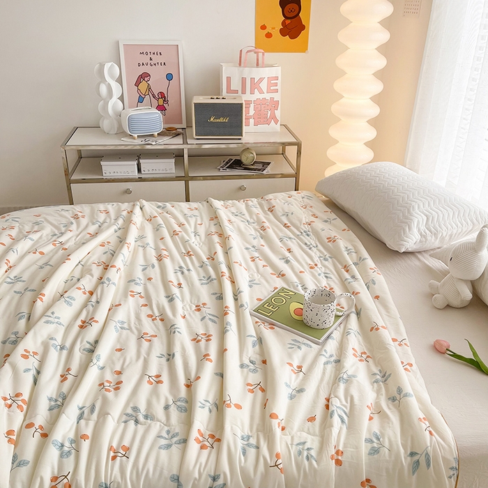 91家纺网 家纺一手货源 找家纺 薇玛仕 2026新款A类牛奶丝针织棉印花大豆夏凉被空调被儿童被 硕果