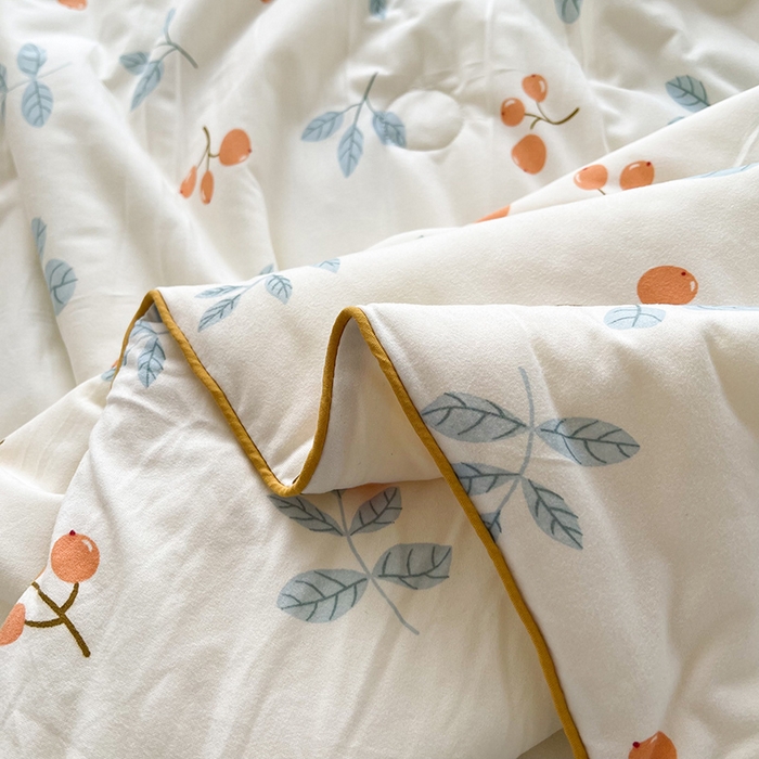 91家纺网 家纺一手货源 找家纺 薇玛仕 2026新款A类牛奶丝针织棉印花大豆夏凉被空调被儿童被 硕果