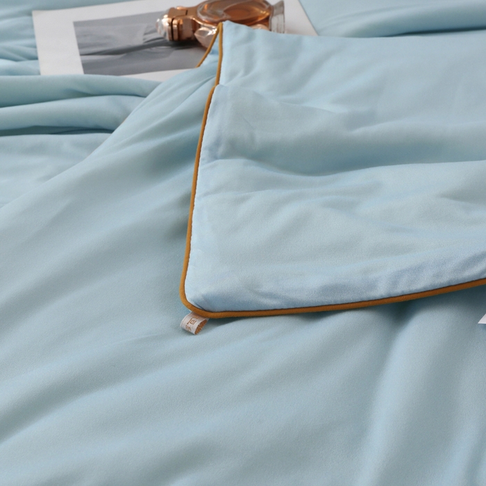 91家纺网 家纺一手货源 找家纺 薇玛仕 2026新款A类牛奶丝针织棉印花大豆夏凉被空调被儿童被 天空蓝