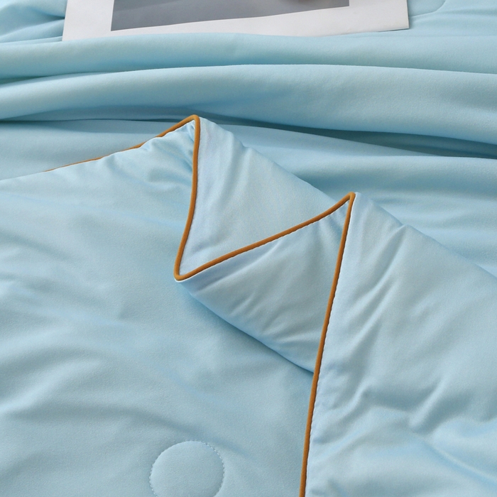 91家纺网 家纺一手货源 找家纺 薇玛仕 2026新款A类牛奶丝针织棉印花大豆夏凉被空调被儿童被 天空蓝