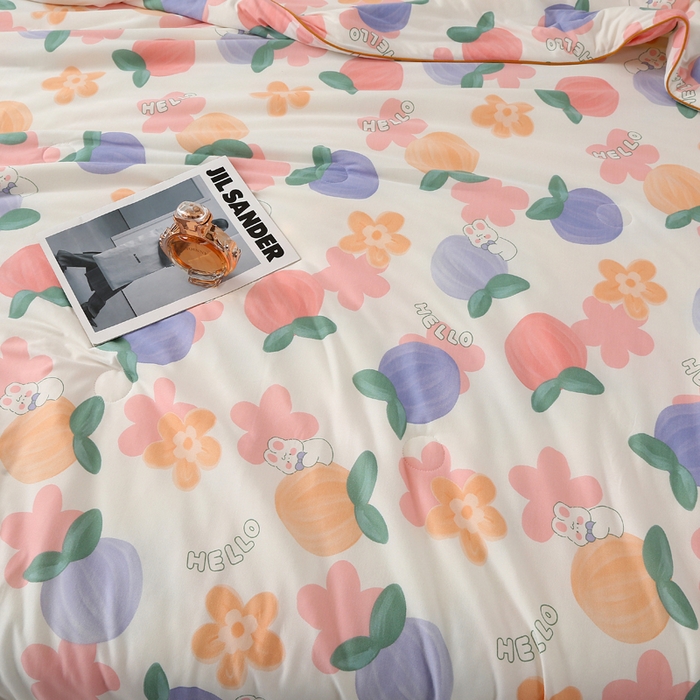 91家纺网 家纺一手货源 找家纺 薇玛仕 2026新款A类牛奶丝针织棉印花大豆夏凉被空调被儿童被 兔桃桃