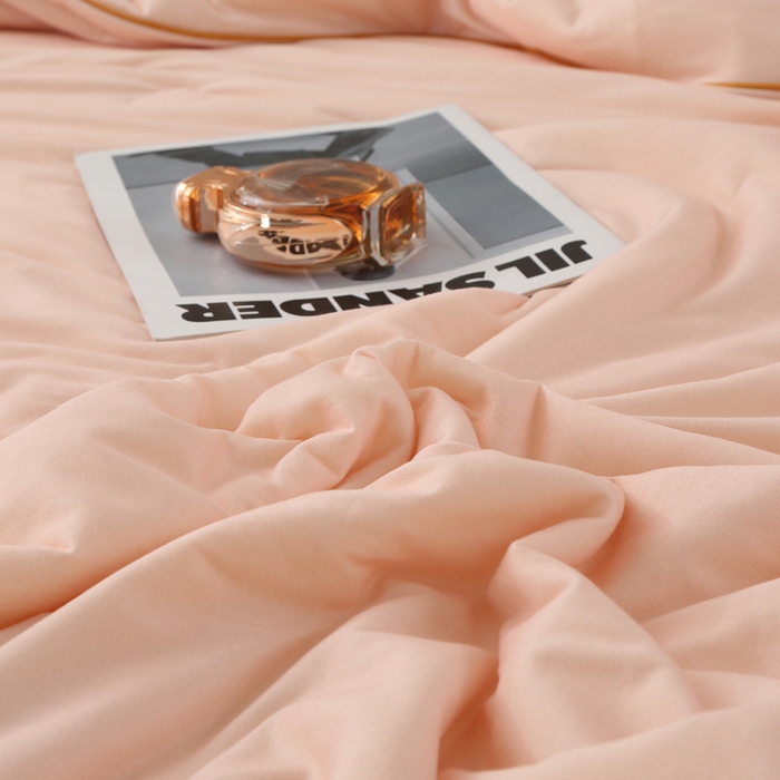 91家纺网 家纺一手货源 找家纺 薇玛仕 2026新款A类牛奶丝针织棉印花大豆夏凉被空调被儿童被 温馨粉