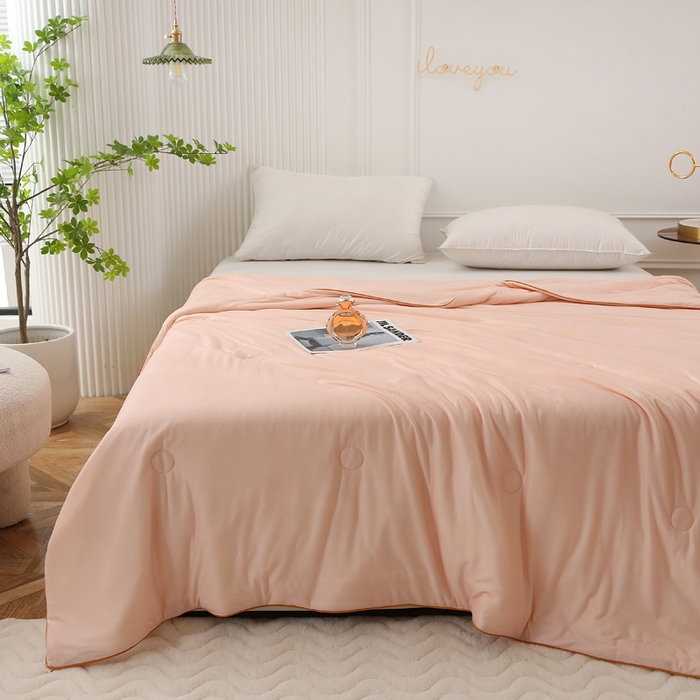 91家纺网 家纺一手货源 找家纺 薇玛仕 2026新款A类牛奶丝针织棉印花大豆夏凉被空调被儿童被 温馨粉