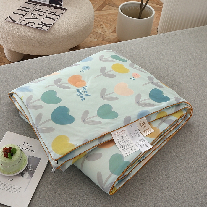 91家纺网 家纺一手货源 找家纺 薇玛仕 2026新款A类牛奶丝针织棉印花大豆夏凉被空调被儿童被 郁金香