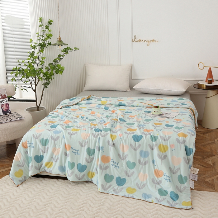 91家纺网 家纺一手货源 找家纺 薇玛仕 2026新款A类牛奶丝针织棉印花大豆夏凉被空调被儿童被 郁金香