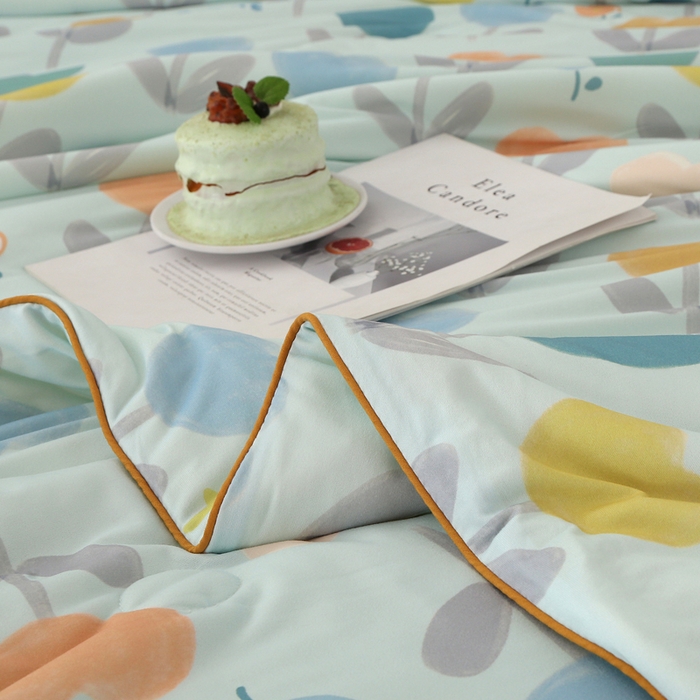 91家纺网 家纺一手货源 找家纺 薇玛仕 2026新款A类牛奶丝针织棉印花大豆夏凉被空调被儿童被 郁金香