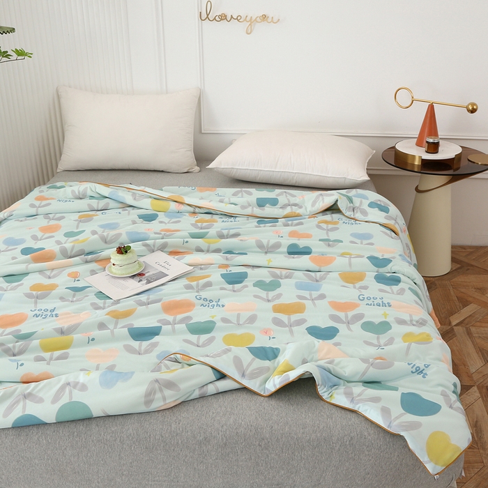 91家纺网 家纺一手货源 找家纺 薇玛仕 2026新款A类牛奶丝针织棉印花大豆夏凉被空调被儿童被 郁金香