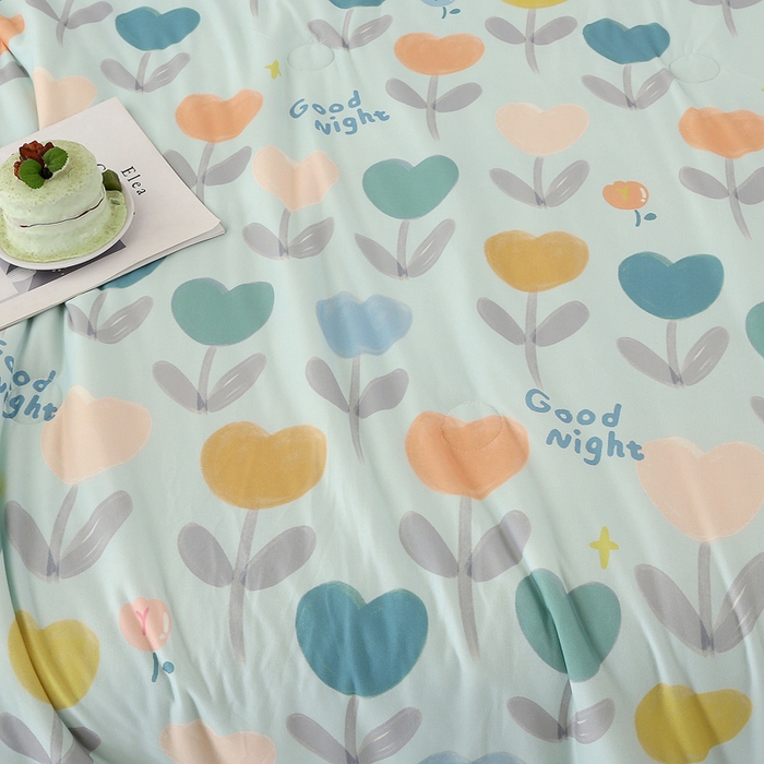 91家纺网 家纺一手货源 找家纺 薇玛仕 2026新款A类牛奶丝针织棉印花大豆夏凉被空调被儿童被 郁金香