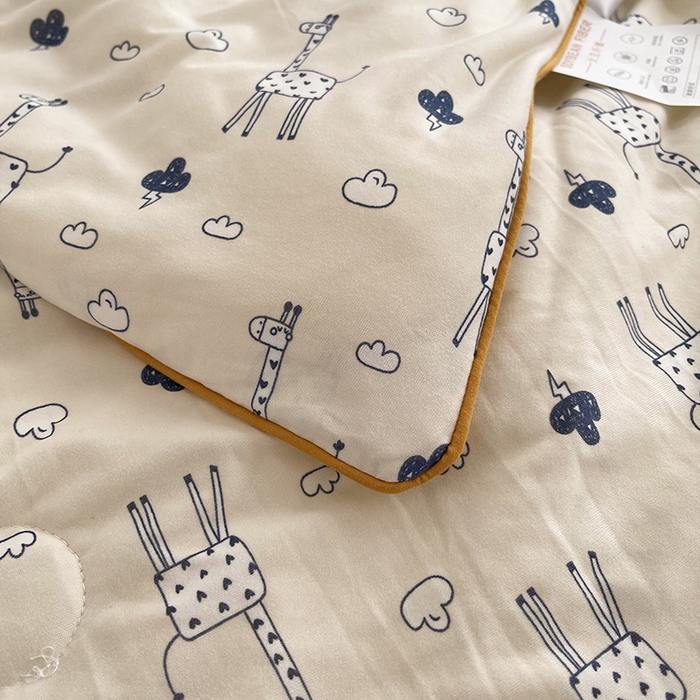 91家纺网 家纺一手货源 找家纺 薇玛仕 2026新款A类牛奶丝针织棉印花大豆夏凉被空调被儿童被 长颈鹿