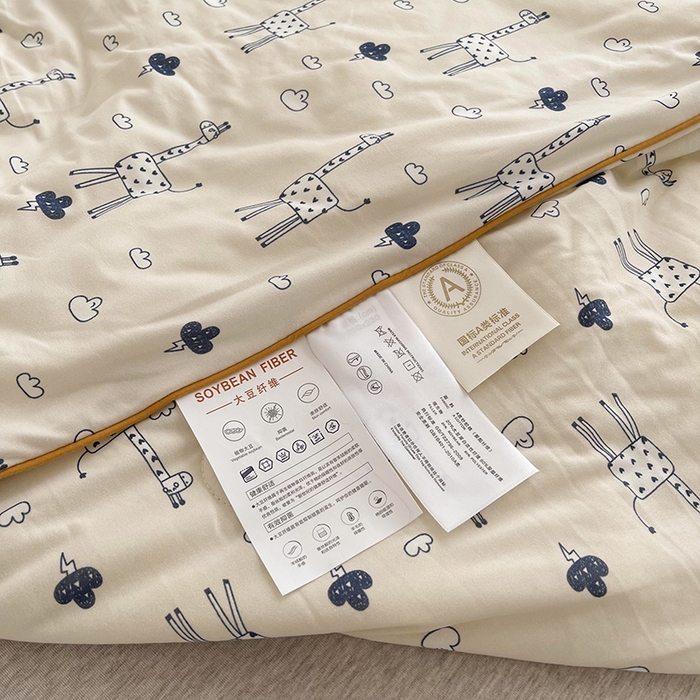 91家纺网 家纺一手货源 找家纺 薇玛仕 2026新款A类牛奶丝针织棉印花大豆夏凉被空调被儿童被 长颈鹿