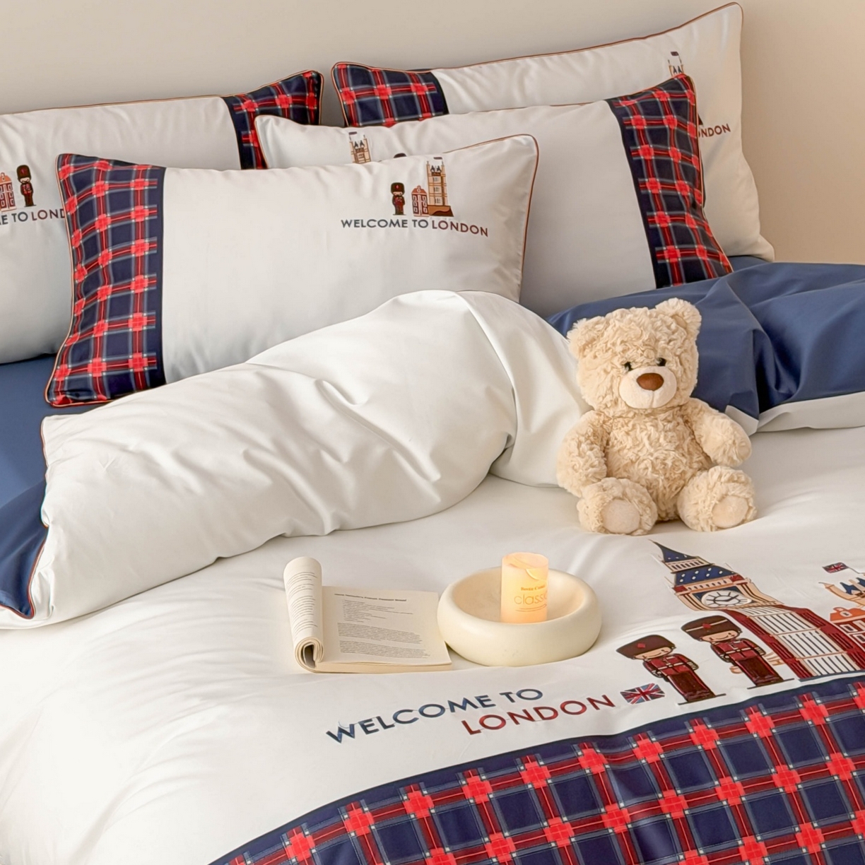 91家纺网 家纺一手货源 找家纺 （总）西西家居 2026春夏新款100S长绒棉纯棉数码印花绣花四件套-英伦小镇