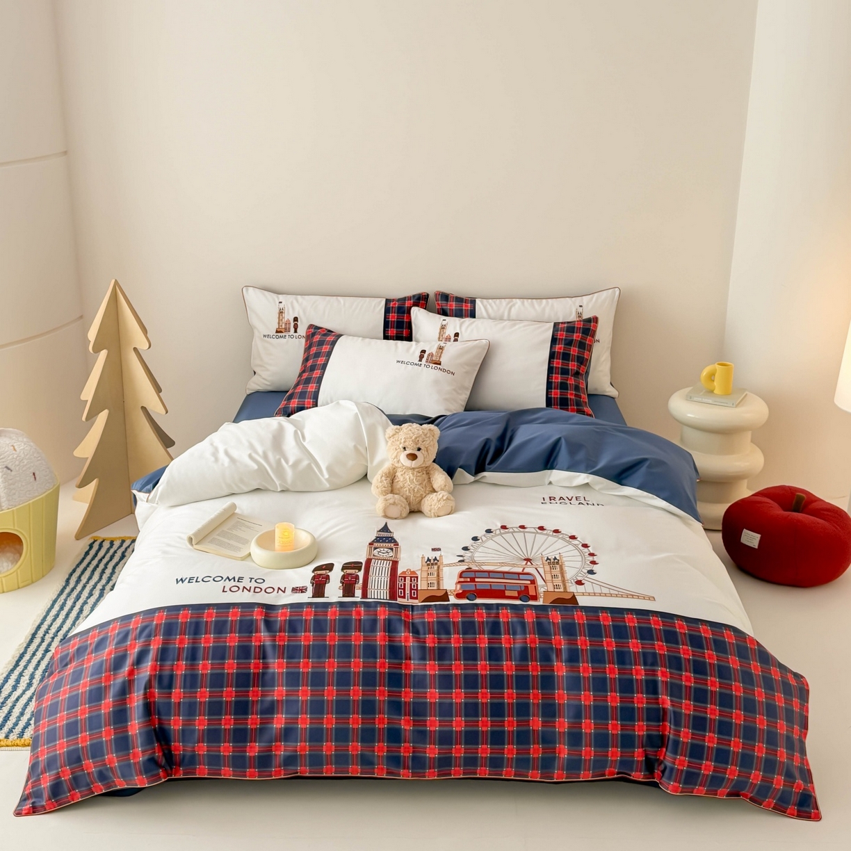 91家纺网 家纺一手货源 找家纺 （总）西西家居 2026春夏新款100S长绒棉纯棉数码印花绣花四件套-英伦小镇