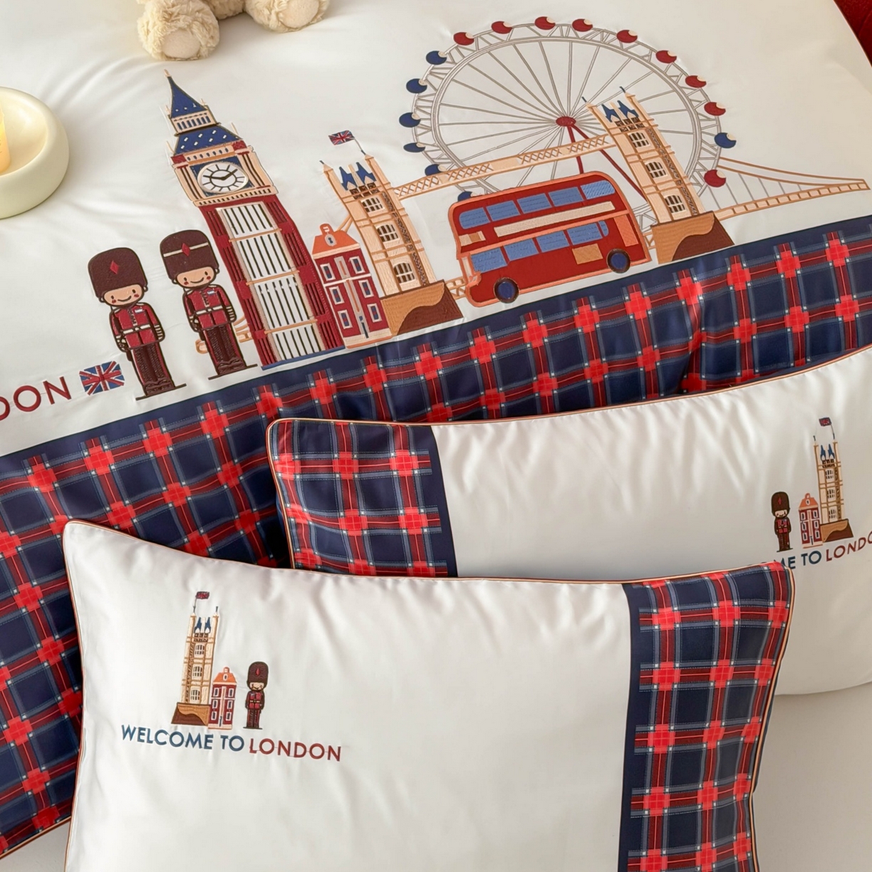 91家纺网 家纺一手货源 找家纺 （总）西西家居 2026春夏新款100S长绒棉纯棉数码印花绣花四件套-英伦小镇