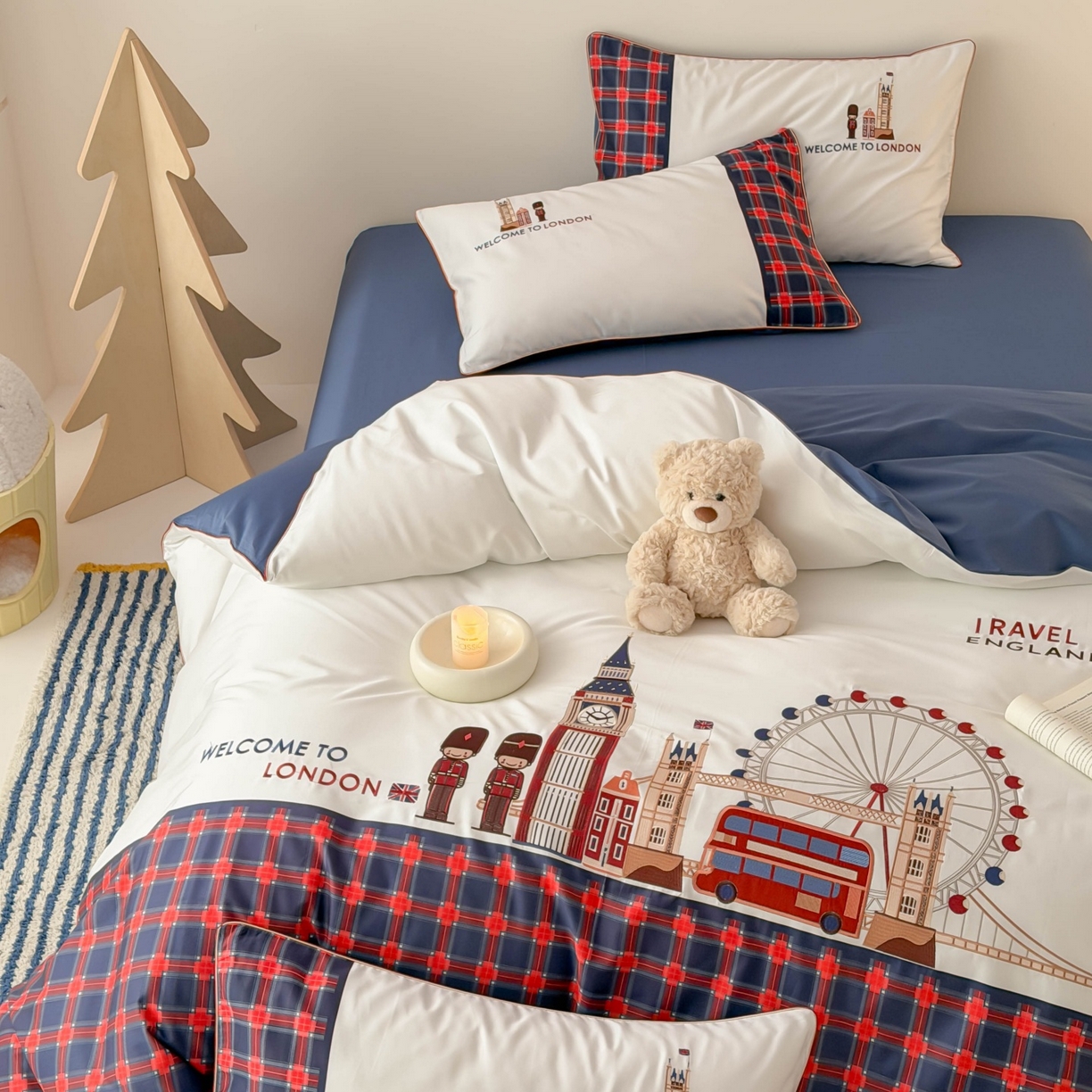 91家纺网 家纺一手货源 找家纺 （总）西西家居 2026春夏新款100S长绒棉纯棉数码印花绣花四件套-英伦小镇