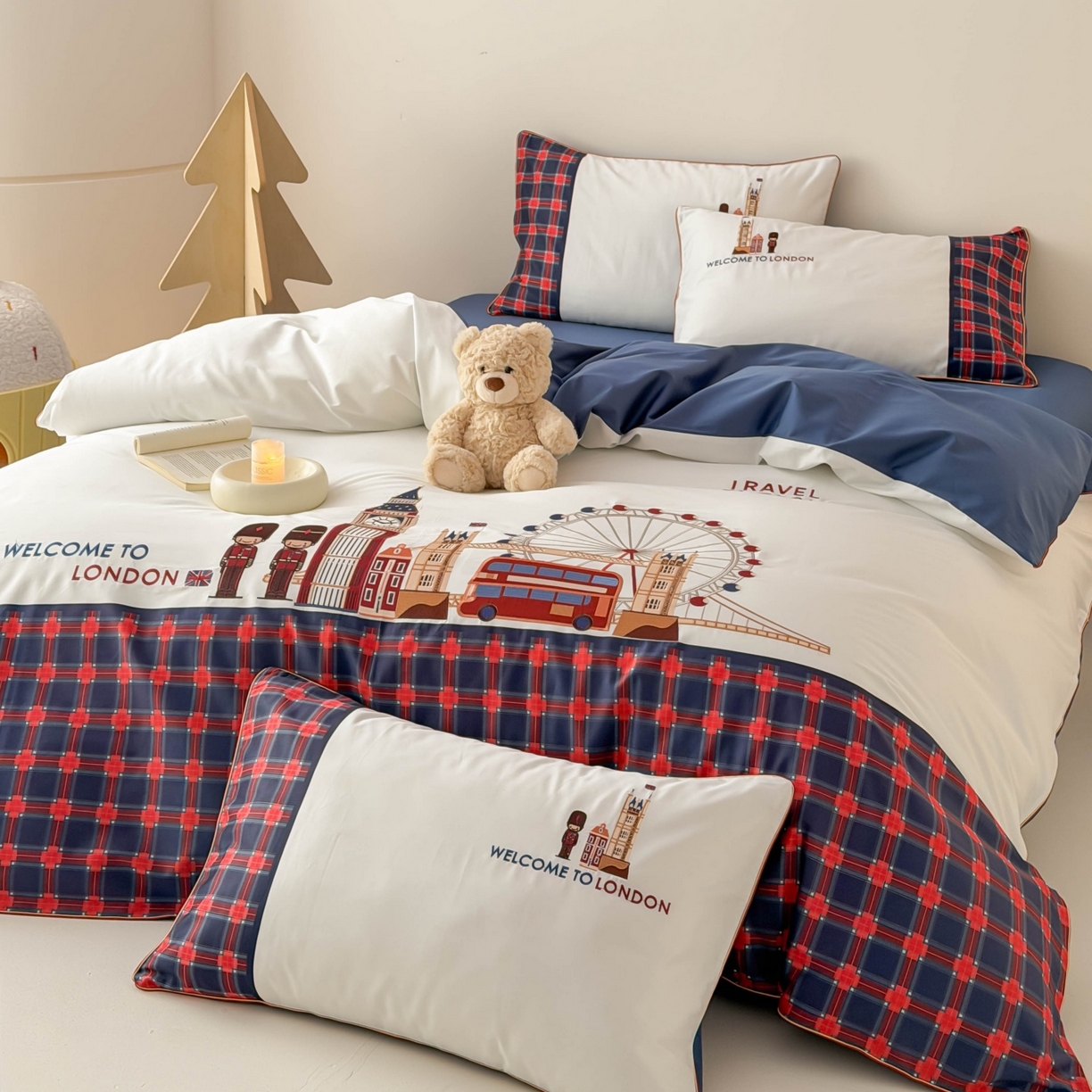 91家纺网 家纺一手货源 找家纺 （总）西西家居 2026春夏新款100S长绒棉纯棉数码印花绣花四件套-英伦小镇