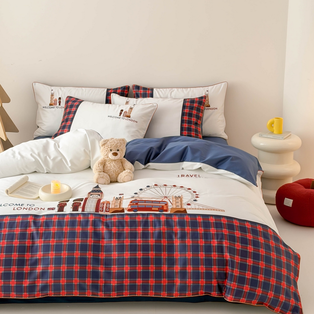 91家纺网 家纺一手货源 找家纺 （总）西西家居 2026春夏新款100S长绒棉纯棉数码印花绣花四件套-英伦小镇