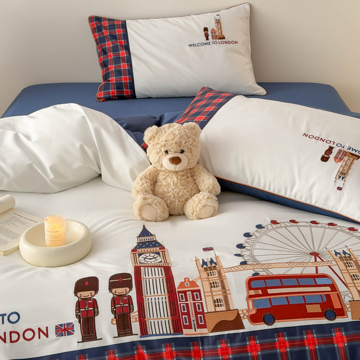 91家纺网 家纺一手货源 找家纺 （总）西西家居 2026春夏新款100S长绒棉纯棉数码印花绣花四件套-英伦小镇