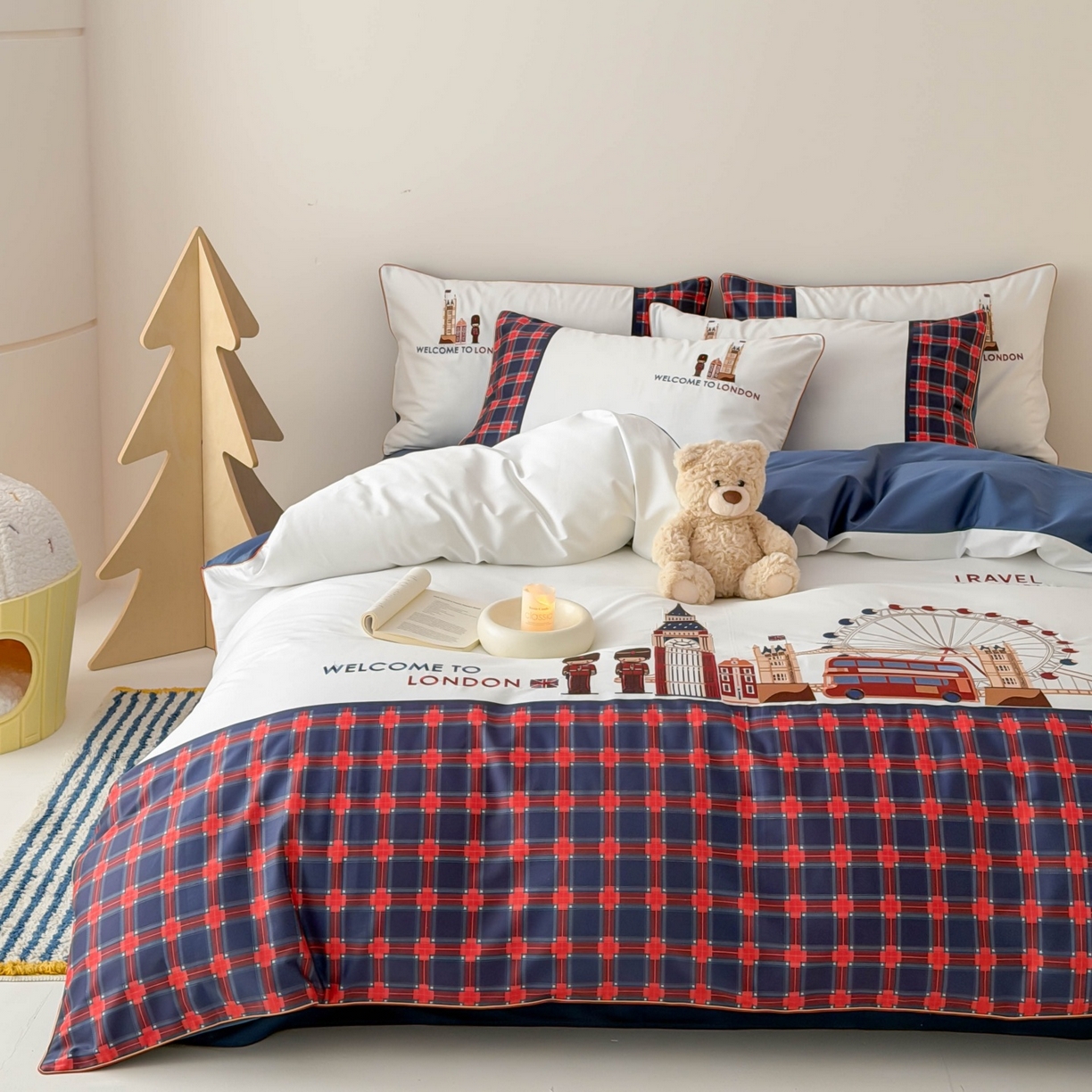 91家纺网 家纺一手货源 找家纺 （总）西西家居 2026春夏新款100S长绒棉纯棉数码印花绣花四件套-英伦小镇