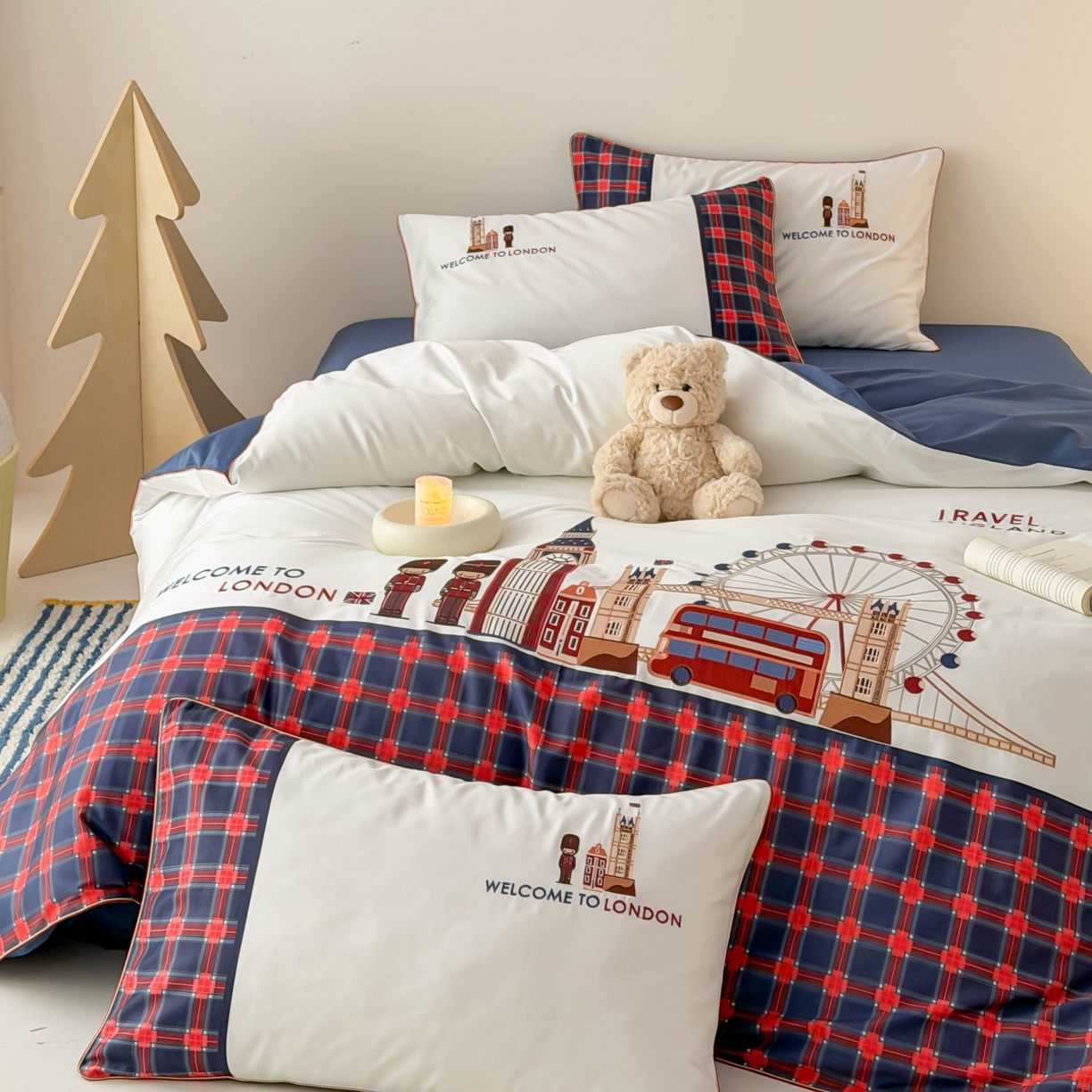 91家纺网 家纺一手货源 找家纺 （总）西西家居 2026春夏新款100S长绒棉纯棉数码印花绣花四件套-英伦小镇