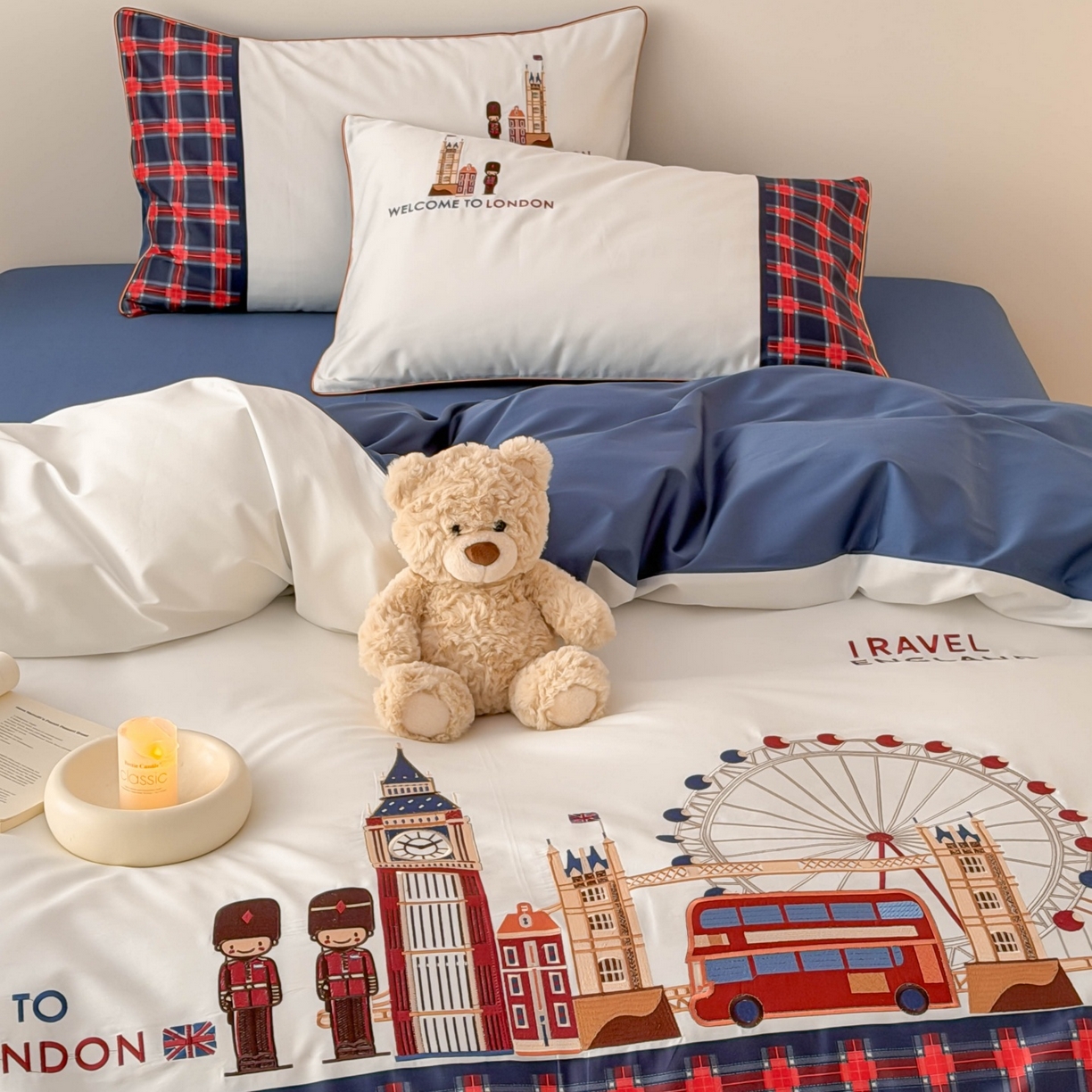 91家纺网 家纺一手货源 找家纺 （总）西西家居 2026春夏新款100S长绒棉纯棉数码印花绣花四件套-英伦小镇