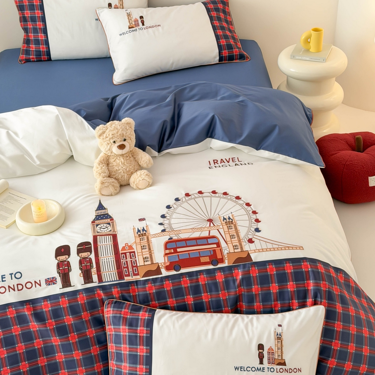 91家纺网 家纺一手货源 找家纺 （总）西西家居 2026春夏新款100S长绒棉纯棉数码印花绣花四件套-英伦小镇