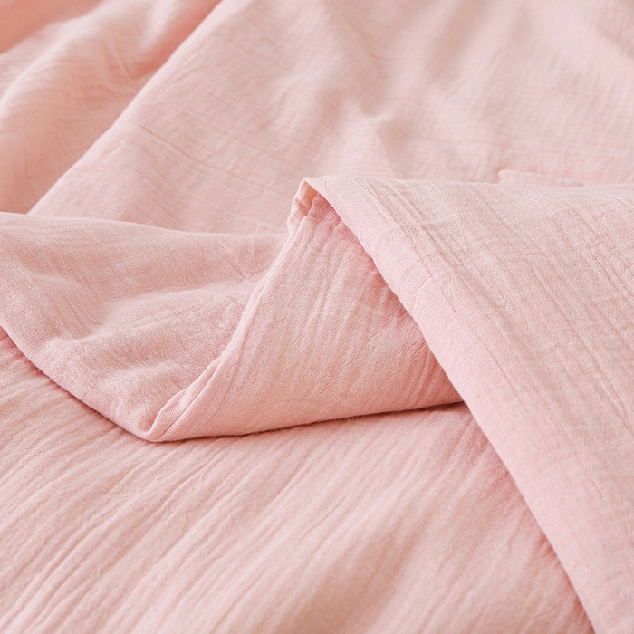 91家纺网 家纺一手货源 找家纺 薇玛仕 2026A类全棉双层皱皱纱立体烫画纯色款大豆夏凉被空调被 绉绉-嫩粉