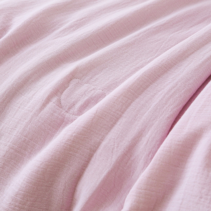 91家纺网 家纺一手货源 找家纺 薇玛仕 2026A类全棉双层皱皱纱立体烫画纯色款大豆夏凉被空调被 绉绉-浅紫