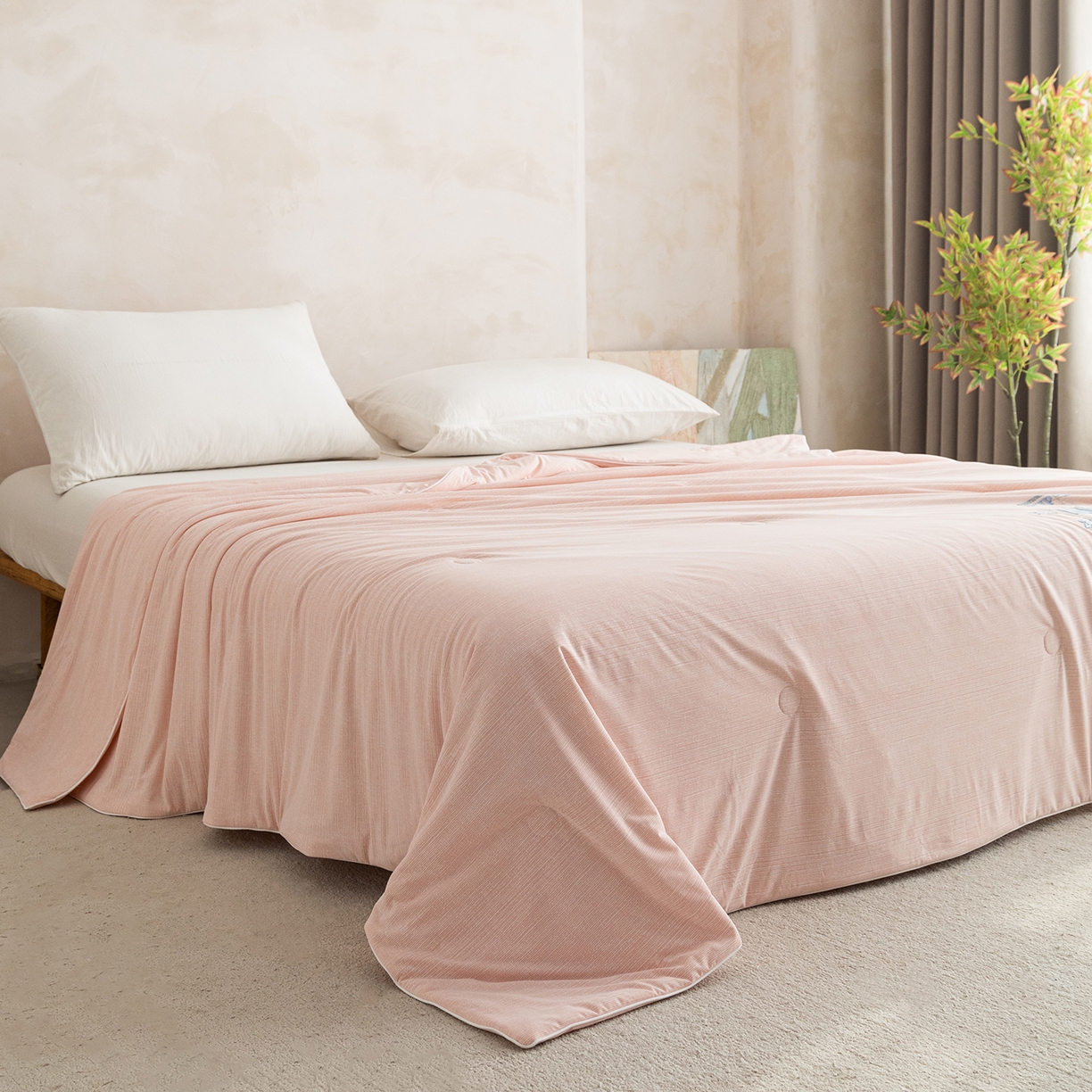 91家纺网 家纺一手货源 找家纺 （总）亿莱鑫 2026春夏新款纯色高克重仿锦氨凉感夏被夏凉被空调被-扬帆起航