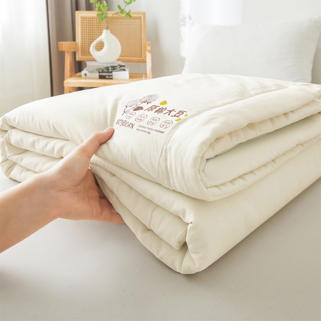 91家纺网 家纺一手货源 找家纺 （总）招财星家纺 2026新款国标A类棉麻大豆纤维手包边夏凉被夏被空调被子被芯直播爆款【含质检报告买家秀】