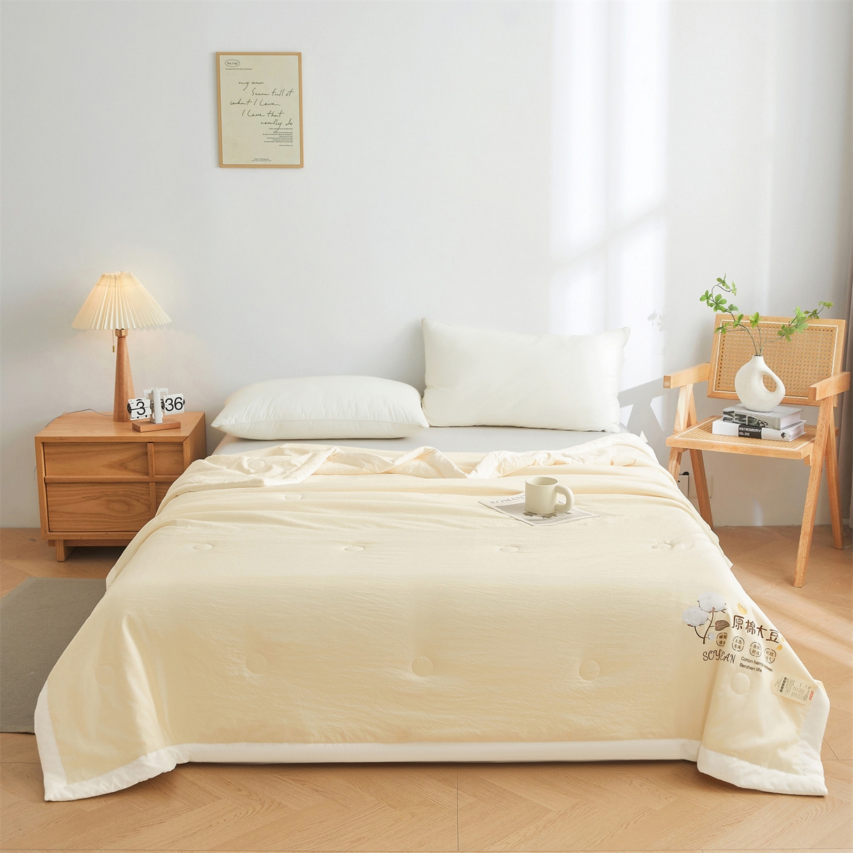 91家纺网 家纺一手货源 找家纺 招财星家纺 2026新款国标A类棉麻大豆纤维手包边夏凉被夏被空调被子被芯直播爆款【含质检报告买家秀】 洛汐-米黄