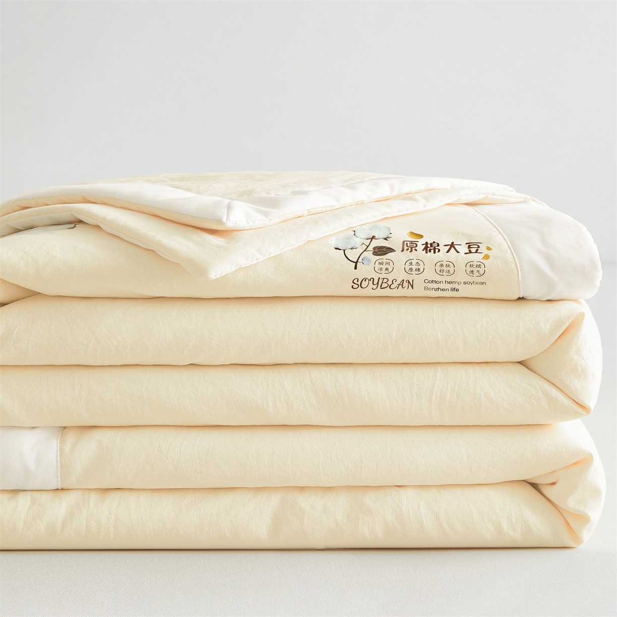 91家纺网 家纺一手货源 找家纺 招财星家纺 2026新款国标A类棉麻大豆纤维手包边夏凉被夏被空调被子被芯直播爆款【含质检报告买家秀】 洛汐-米黄