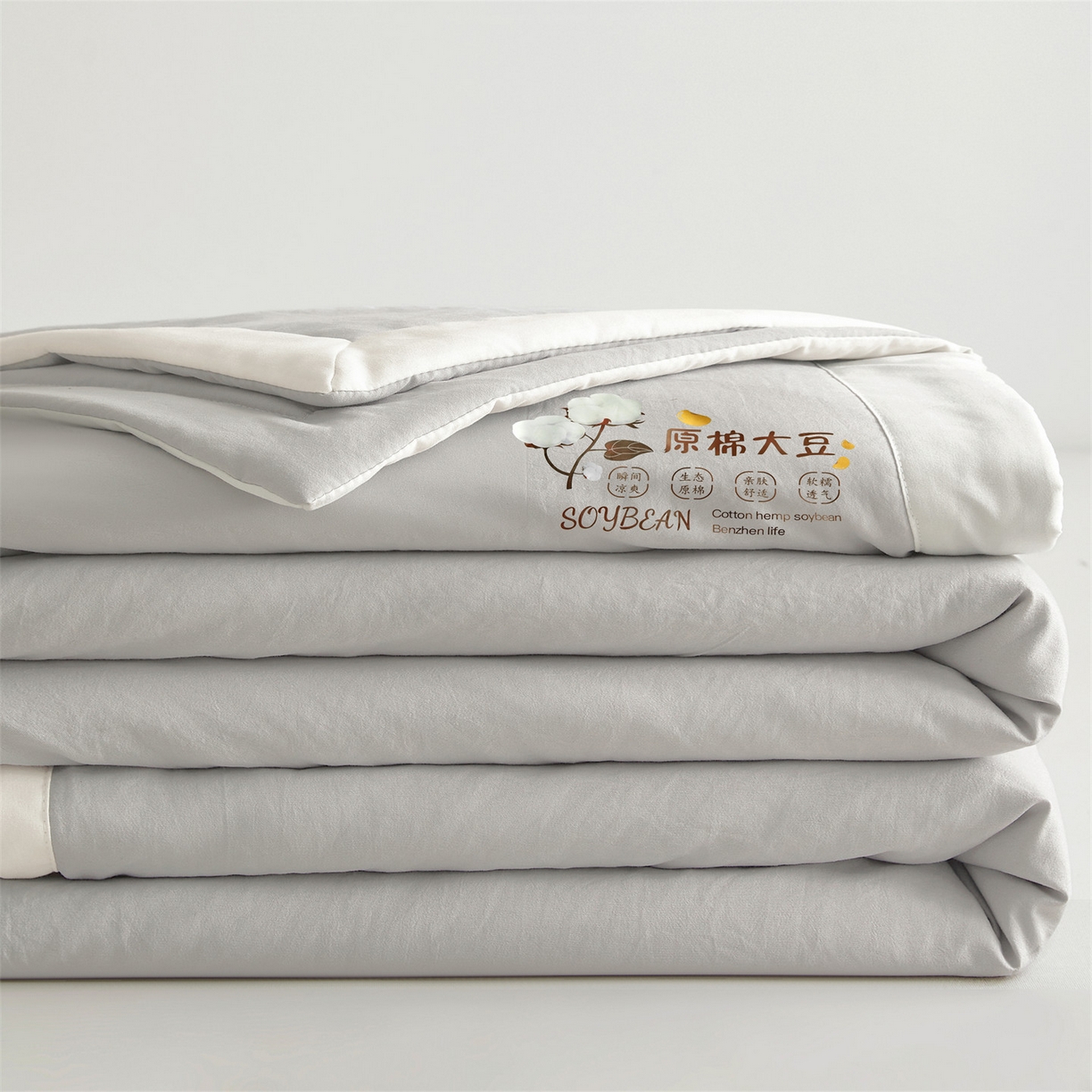 91家纺网 家纺一手货源 找家纺 招财星家纺 2026新款国标A类棉麻大豆纤维手包边夏凉被夏被空调被子被芯直播爆款【含质检报告买家秀】 洛汐-烟灰