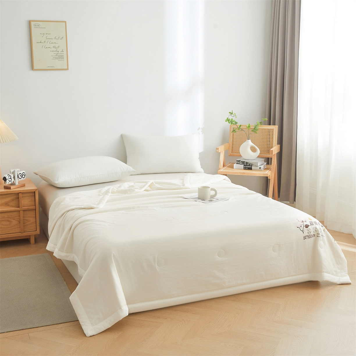 91家纺网 家纺一手货源 找家纺 招财星家纺 2026新款国标A类棉麻大豆纤维手包边夏凉被夏被空调被子被芯直播爆款【含质检报告买家秀】 洛汐-珍珠白