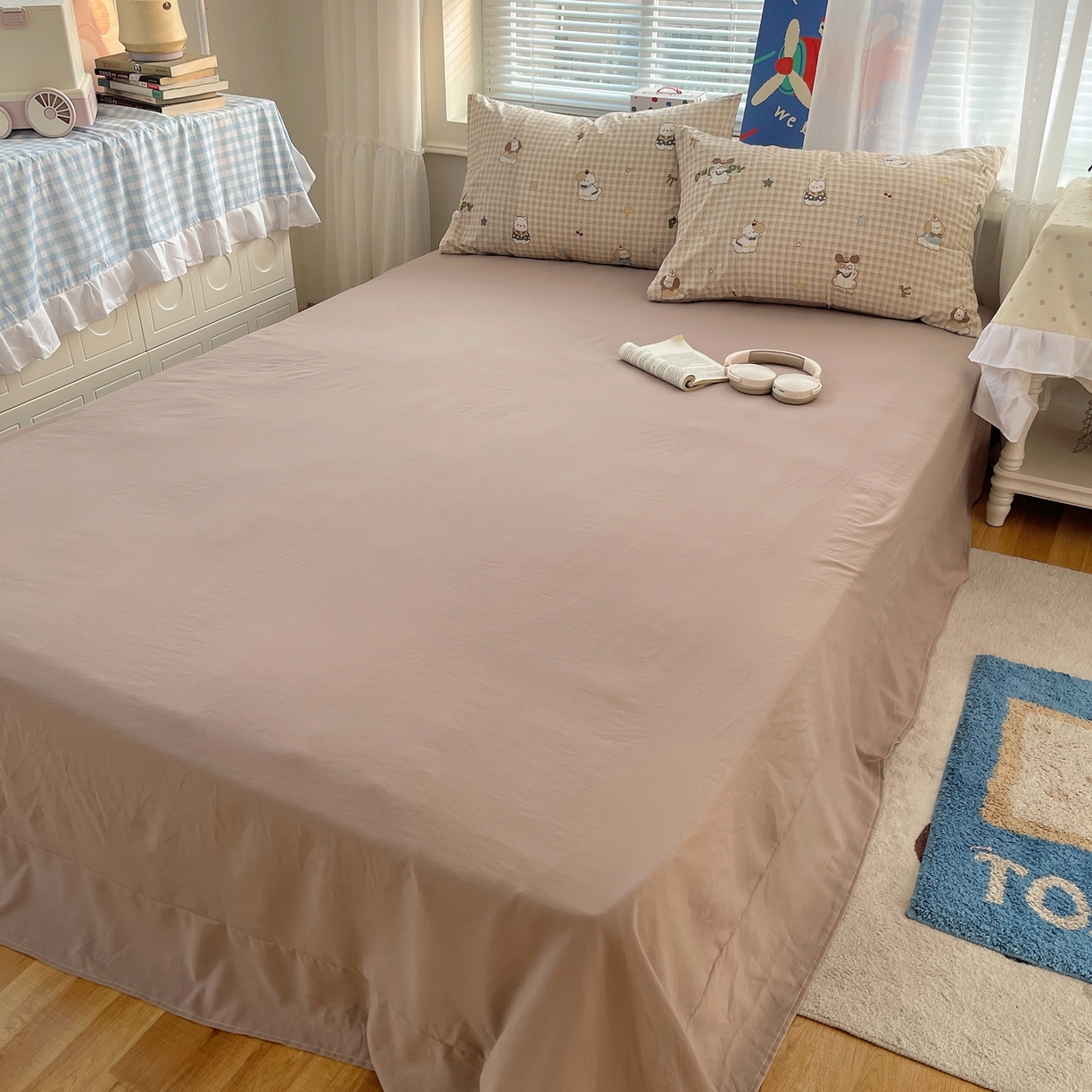 91家纺网 家纺一手货源 找家纺 （总）耀悦家纺 2026新款古法仿棉云朵棉吊边床单童趣四件套-第一弹